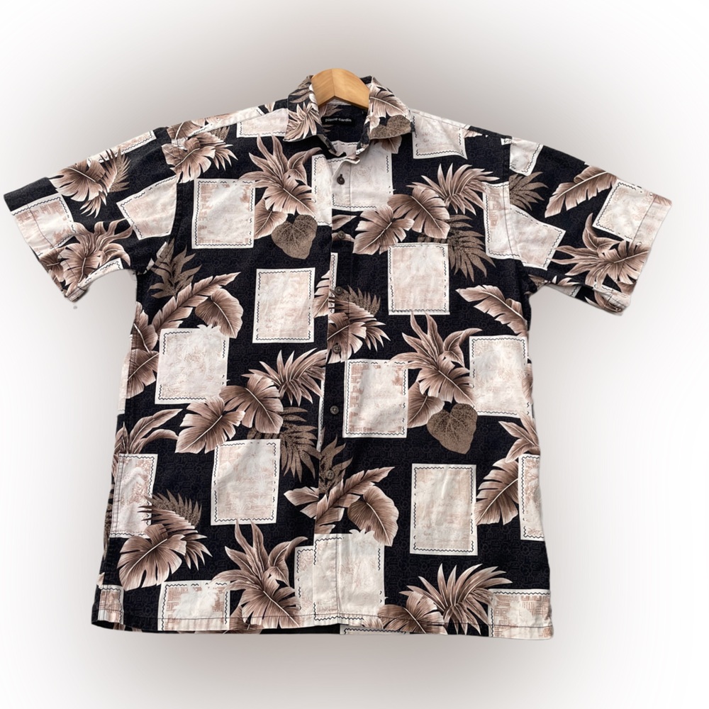 Pierre Cardin Hawaiian Shirt Men's  Size:M Brown 
100% Cotton Short Sleeve